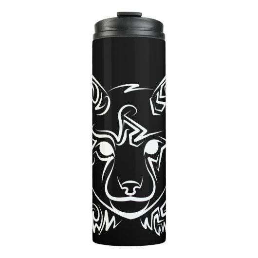 Zwarte en Witte Tribale Lynx Thermosbeker (Voorkant)