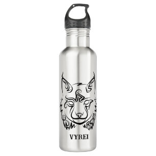 Zwarte en Witte Tribale Lynx Waterfles