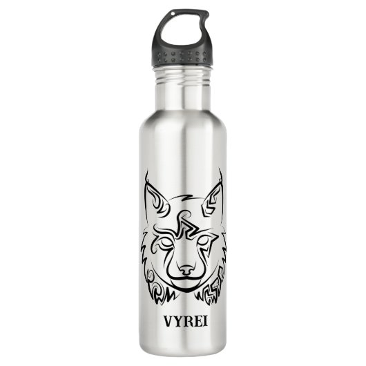Zwarte en Witte Tribale Lynx Waterfles (Voorkant)