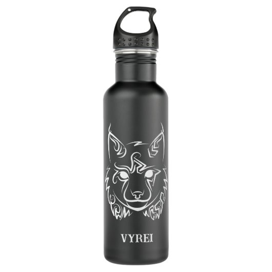 Zwarte en Witte Tribale Lynx Waterfles (Voorkant)