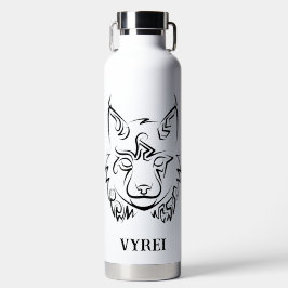 Zwarte en Witte Tribale Lynx Waterfles