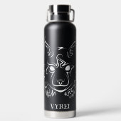 Zwarte en Witte Tribale Lynx Waterfles (Achterkant)
