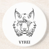 Zwarte en Witte Tribale Lynx Zandsteen Onderzetter (Voorkant)