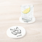 Zwarte en Witte Tribale Lynx Zandsteen Onderzetter (Zijkant)