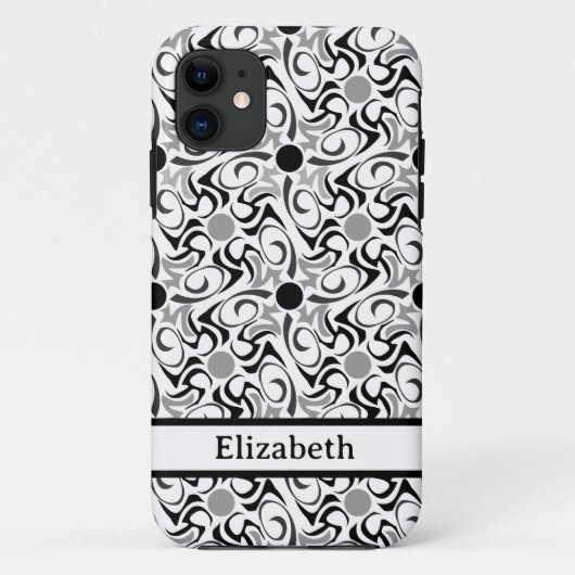 Zwarte en witte tribale rice Graannaam Case-Mate iPhone Case (Achterkant)