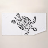 Zwarte en witte tribale schildpad badhanddoek (Badhanddoek)