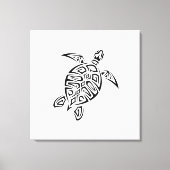 Zwarte en witte tribale schildpad canvas afdruk (Voorkant)