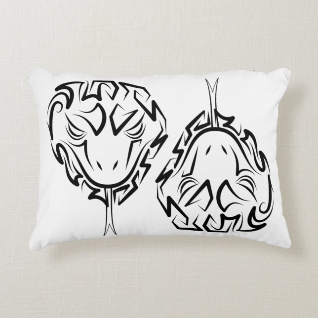 Zwarte en witte tribale slang accent kussen (Voorkant)