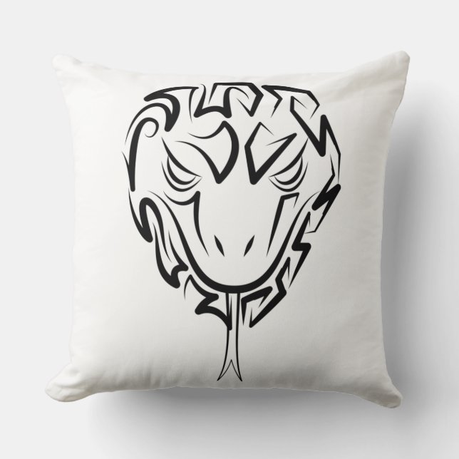 Zwarte en witte tribale slang kussen (Voorkant)