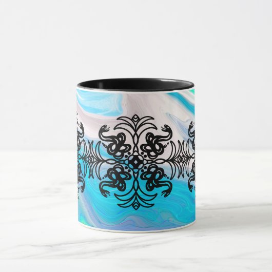 Zwarte en Witte tribale slang Mandala Mok (Midden)