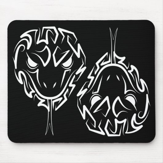 Zwarte en witte tribale slang muismat (Voorkant)