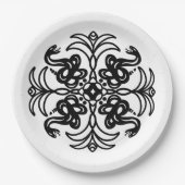 Zwarte en witte tribale slang papieren bordje (Voorkant)