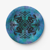 Zwarte en witte tribale slang papieren bordje (Voorkant)