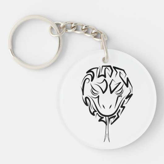 Zwarte en witte tribale slang sleutelhanger (Voorkant)