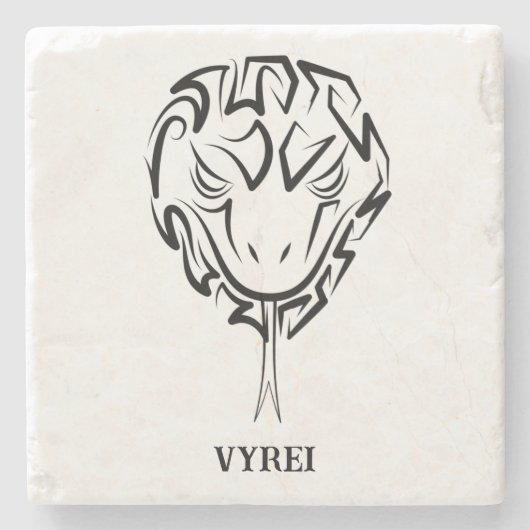 Zwarte en witte tribale slang stenen onderzetter (Voorkant)