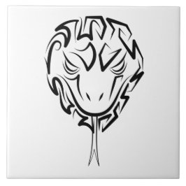 Zwarte en witte tribale slang tegeltje