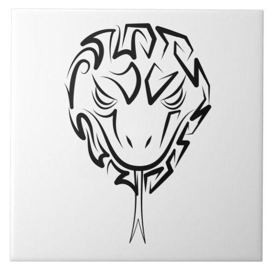 Zwarte en witte tribale slang tegeltje (Voorkant)