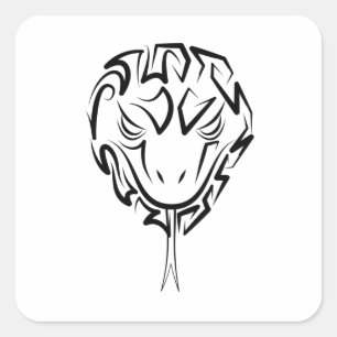 Zwarte en witte tribale slang vierkante sticker
