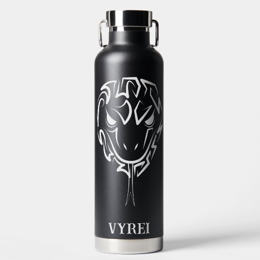 Zwarte en witte tribale slang waterfles (Voorkant)