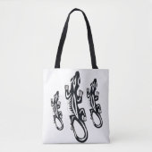 Zwarte en witte tribale trekhagedis tote bag (Voorkant)
