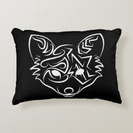 Zwarte en witte tribale vos accent kussen
