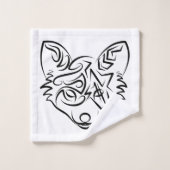 Zwarte en witte tribale vos bad handdoek (Wasdoekje)
