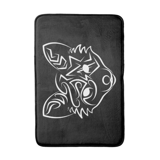 Zwarte en witte tribale vos badmat (Voorkant Verticaal)