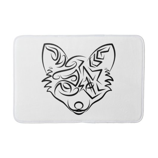 Zwarte en witte tribale vos badmat (Voorkant)