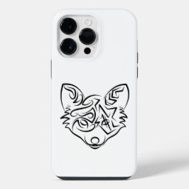 Zwarte en witte tribale vos iPhone 14 pro max hoesje