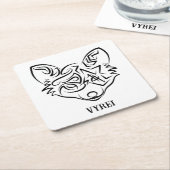 Zwarte en witte tribale vos kartonnen onderzetters (Schuin)