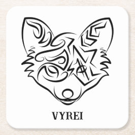 Zwarte en witte tribale vos kartonnen onderzetters