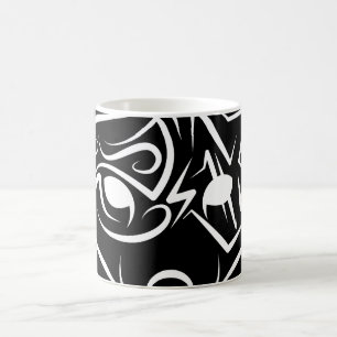 Zwarte en witte tribale vos koffiemok