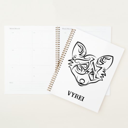 Zwarte en witte tribale vos planner (Display)