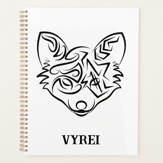 Zwarte en witte tribale vos planner (Voorkant)