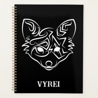 Zwarte en witte tribale vos planner