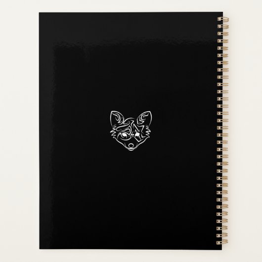 Zwarte en witte tribale vos planner (Achterkant)