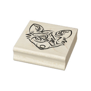 Zwarte en witte tribale vos rubberstempel