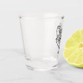 Zwarte en witte tribale vos shot glas (Links)