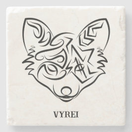 Zwarte en witte tribale vos stenen onderzetter