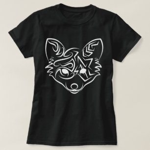Zwarte en witte tribale vos t-shirt