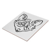Zwarte en witte tribale vos tegeltje (Zijkant)