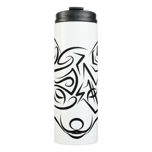 Zwarte en witte tribale vos thermosbeker (Voorkant)