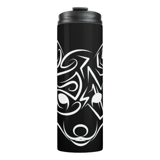 Zwarte en witte tribale vos thermosbeker (Voorkant)