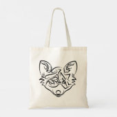 Zwarte en witte tribale vos tote bag (Achterkant)