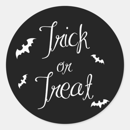Zwarte en witte Trick or treat Halloween Sticker (Voorkant)