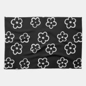 Zwarte en witte tropische bloemenbotanische zomer theedoek (Horizontaal)