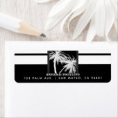 Zwarte en witte tropische palmbomen Moderne bruilo Etiket (Insitu)
