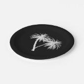 Zwarte en witte tropische palmbomen Moderne bruilo Papieren Bordje (Gekanteld)