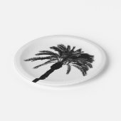 Zwarte en witte tropische palmboom papieren bordje (Gekanteld)