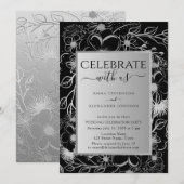 Zwarte en Witte Trouwreceptie Kaart (Voorkant / Achterkant)